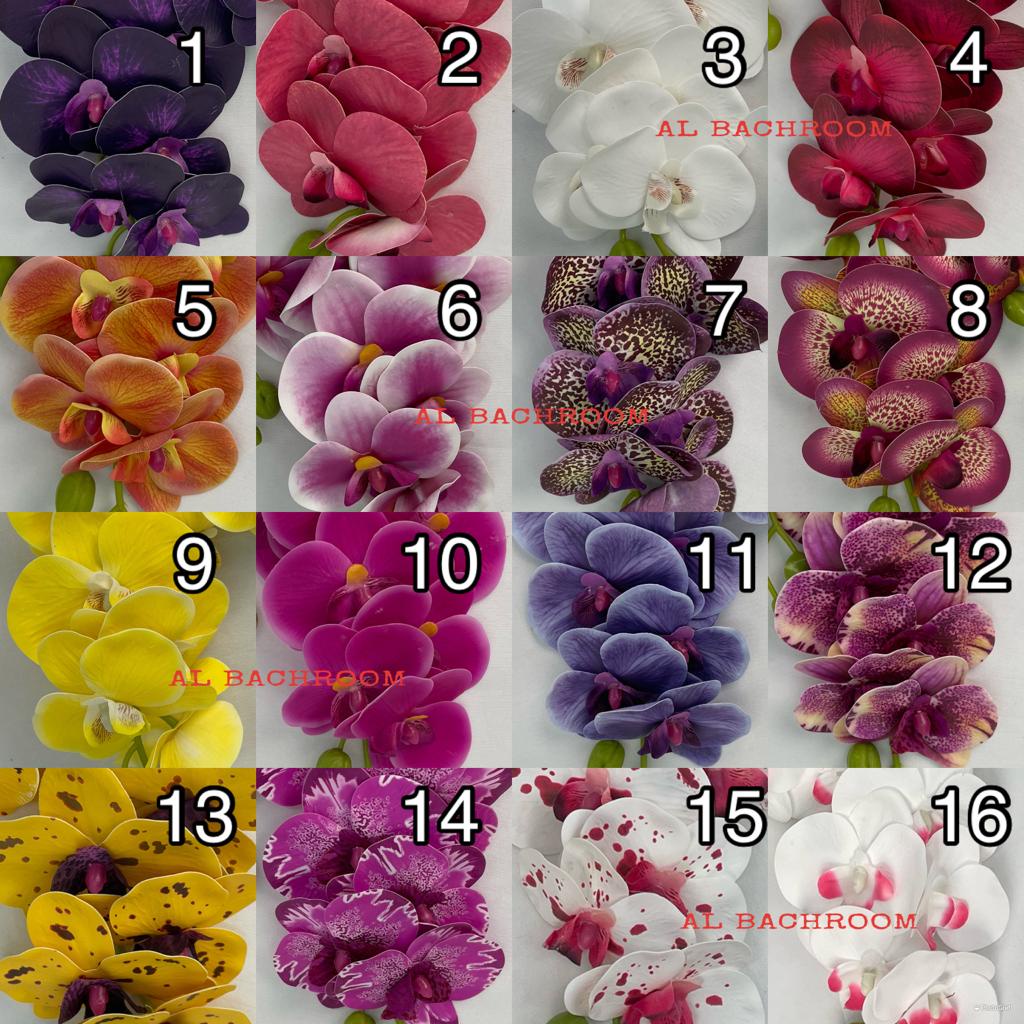 1 PAKET RB6058 BUNGA ANGGREK LATEX 6 CABANG DAN VAS VIENNA BUNGA PLASTIK ARTIFICIAL DEKORASI RUMAH CAFE