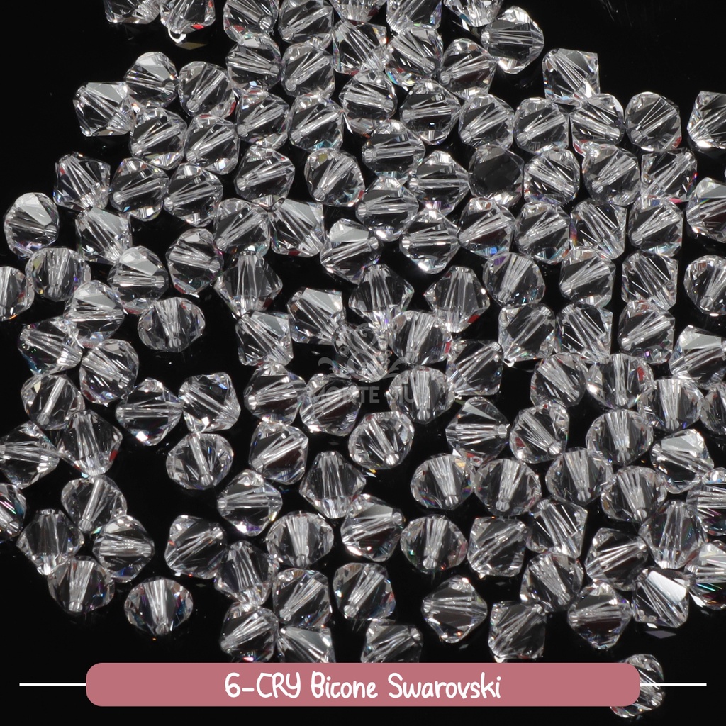 Crystal Bicone 5mm & 6mm Swarovski Original Manik Swarovski Kerucut Payet Kristal Asli