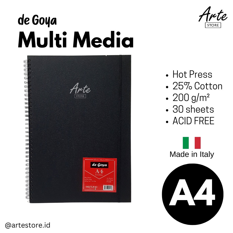 De Goya Watercolor Book Multi Media A4 Hot Press (200gsm)