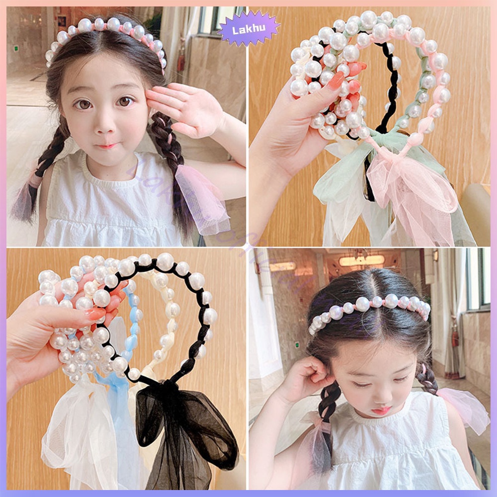 Lakhu Bandana Mutiara Pita Korea Bando Anak Import Bando Pita