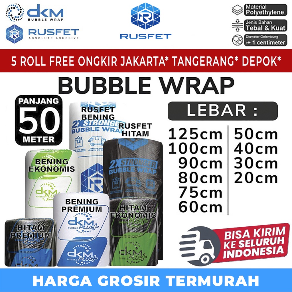 

Plastik Bubble Wrap 50meter BENING EKONOMIS DKM PLUS Bubblewrap TERMURAH / ROLL