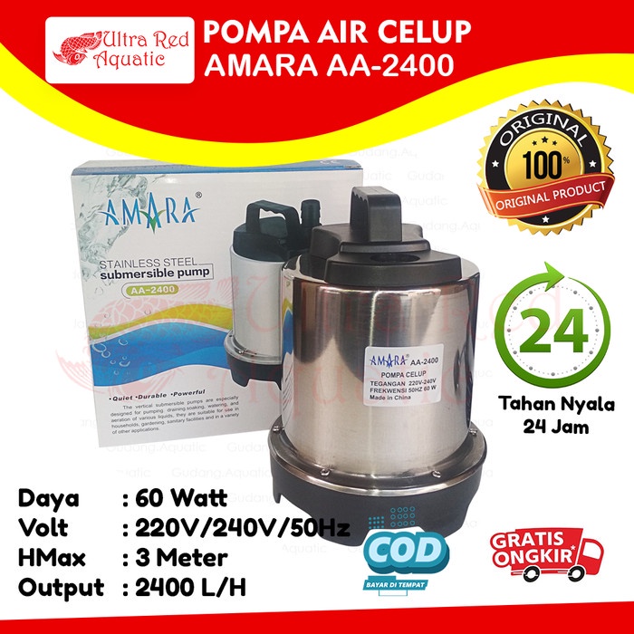 Pompa Air Kolam Celup Stainless Steel Amara AA2400 AA 2400 Hidroponik