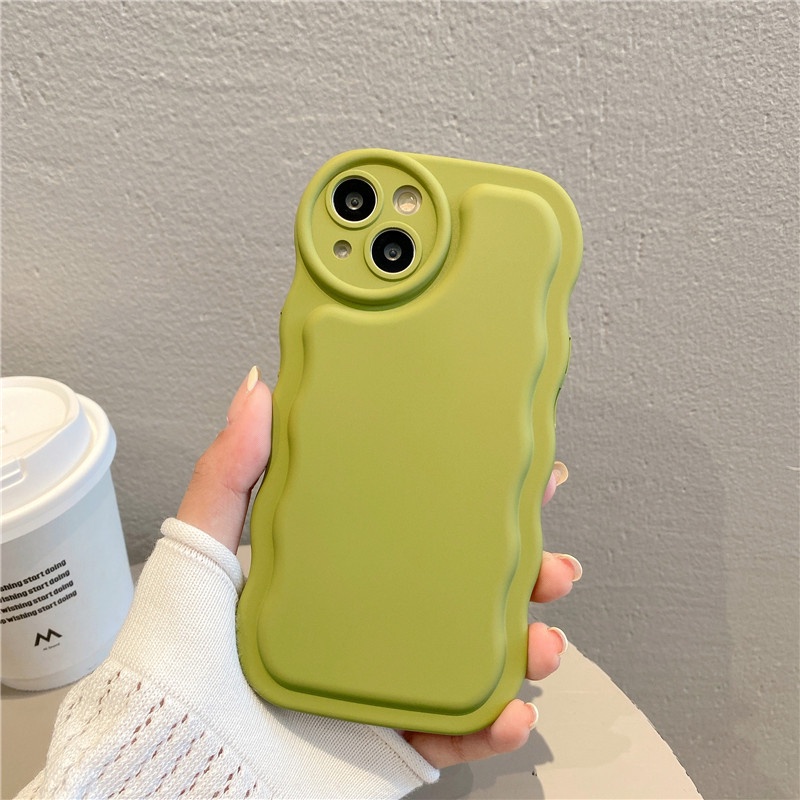 IPHONE Warna Solid 3D Bumper Lembut Silikon Casing Ponsel Untuk Iphone14Plus11 12 13 14 Pro Max XS XR Air Cushion Shockproof Back Cover