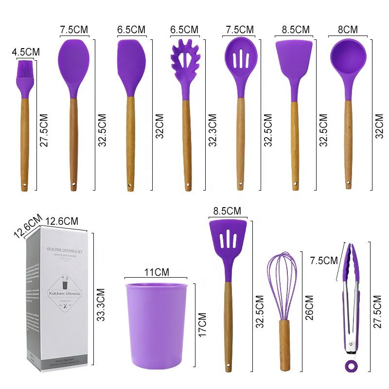 12 Pcs Kitchen Silicone Utensil Set / Peralatan Dapur Spatula Set Silikon Tahan Panas / Silicone Kitchenware Set