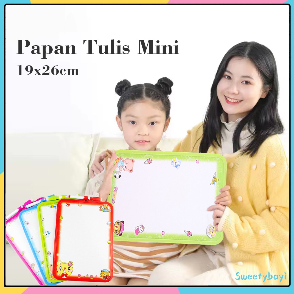 Sweetybayi Papan tulis anak whiteboard colurful white board white free spidol penghapus