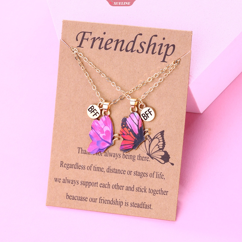 1pasang Kalung Liontin Kupu-Kupu Yang Indah Hadiah Istimewa Gadis Ibu Anak Perempuan Rantai Indah Cincin choke sister friend necklace set [ZXL]