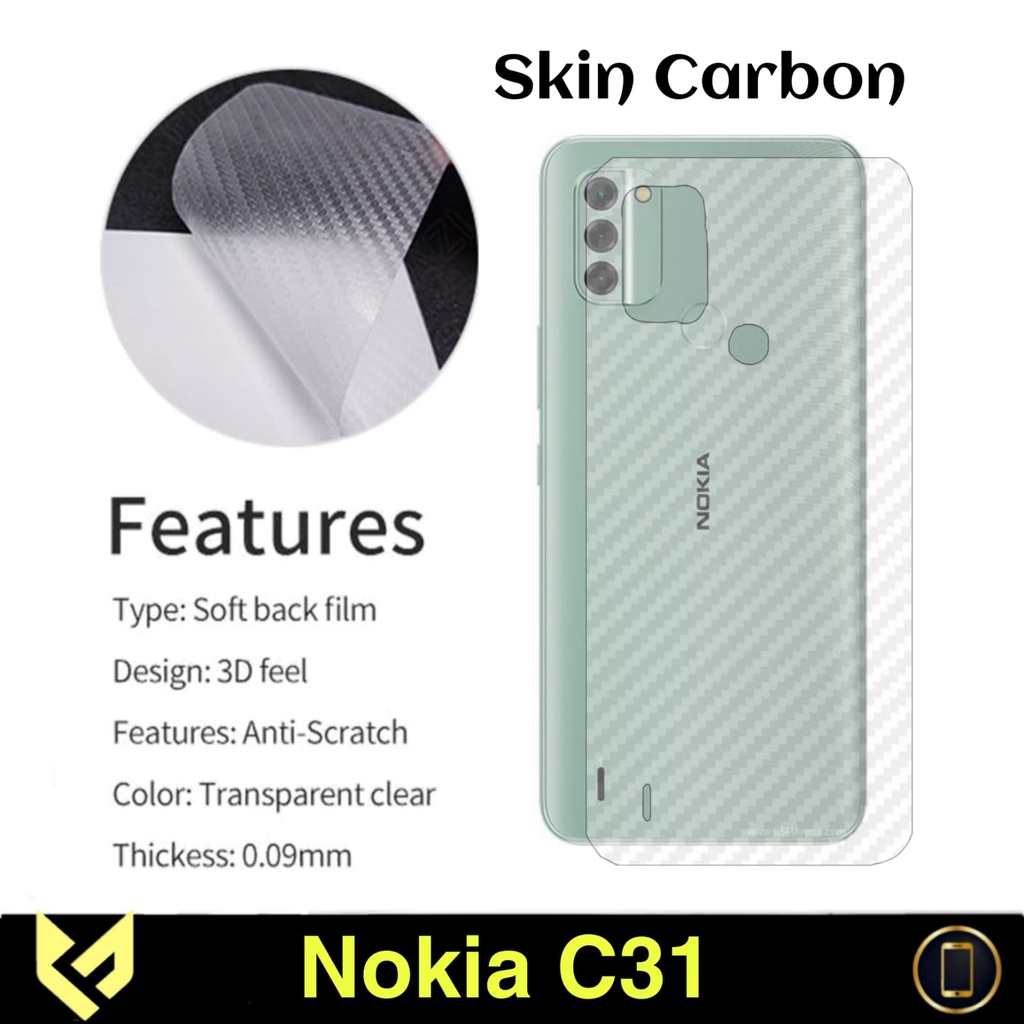 Promo Garskin Carbon NOKIA C31 Anti Gores pelindung body belakang handphone anti jamur