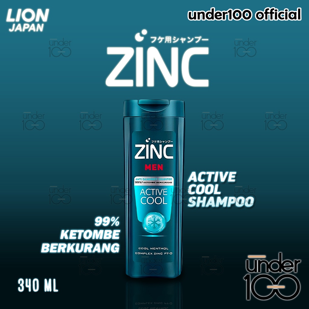 ❤ Under100 ❤ Zinc Men Shampoo Active Cool Botol 340 ml | HALAL BPOM