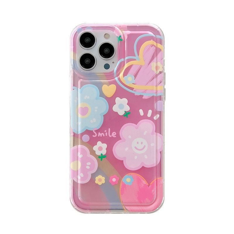 IPHONE Casing Love Flower Soft Transparan Kompatibel Untuk Iphone14 13 12 11 Pro XS Max Casing Ponsel Tahan Guncangan X XR 78 6 6S Plus Cover TPU