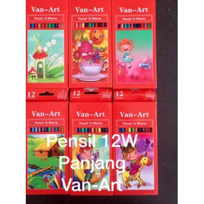 

ㄸ (HARGA per set 12 warna) Pensil 12W Panjang Van-Art, pensil 12 warna panjang, ↭
