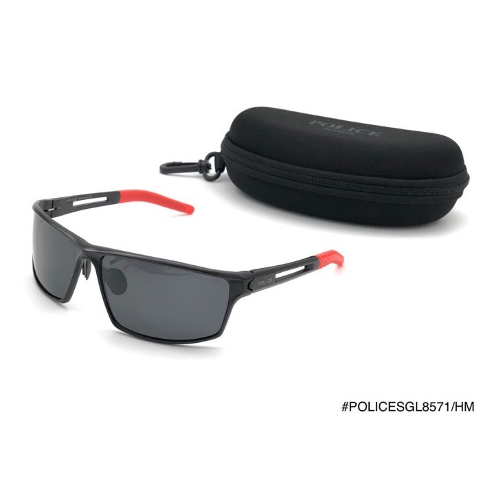 Kacamata POLICE 8571 Sport Polarized Free Pembersih plus lap kacamata - Hitam merah, 66-14-130