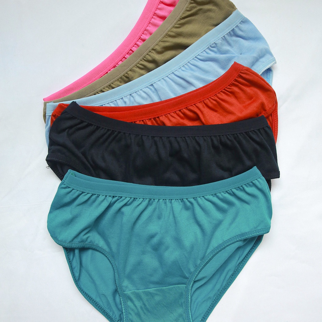 6 Pcs Celana Dalam SIZE L Wanita Bahan Melar dan Lembut Bundling Warna Random Celia