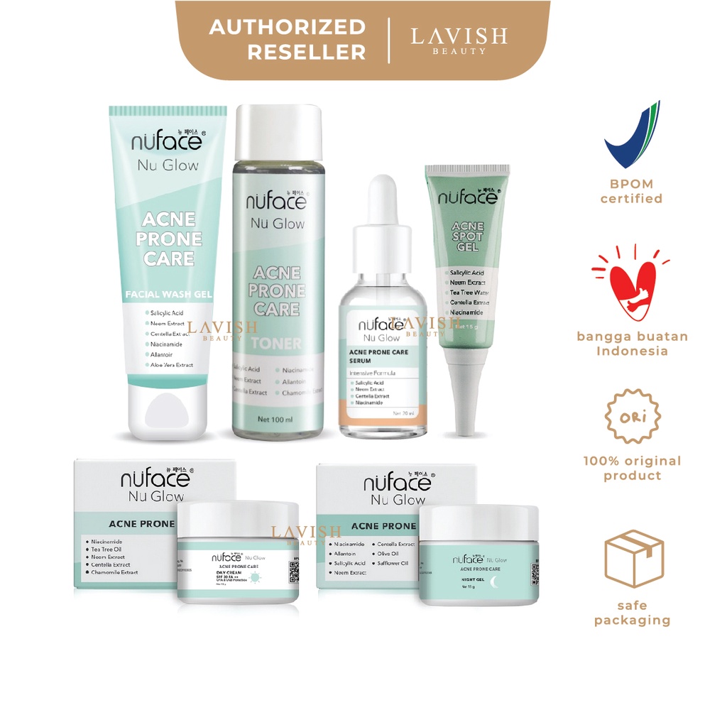 Jual NUFACE Nu Glow Liquid Acne Prone Care Facial Wash Gel // Skin Toner // Skin Serum // Spot
