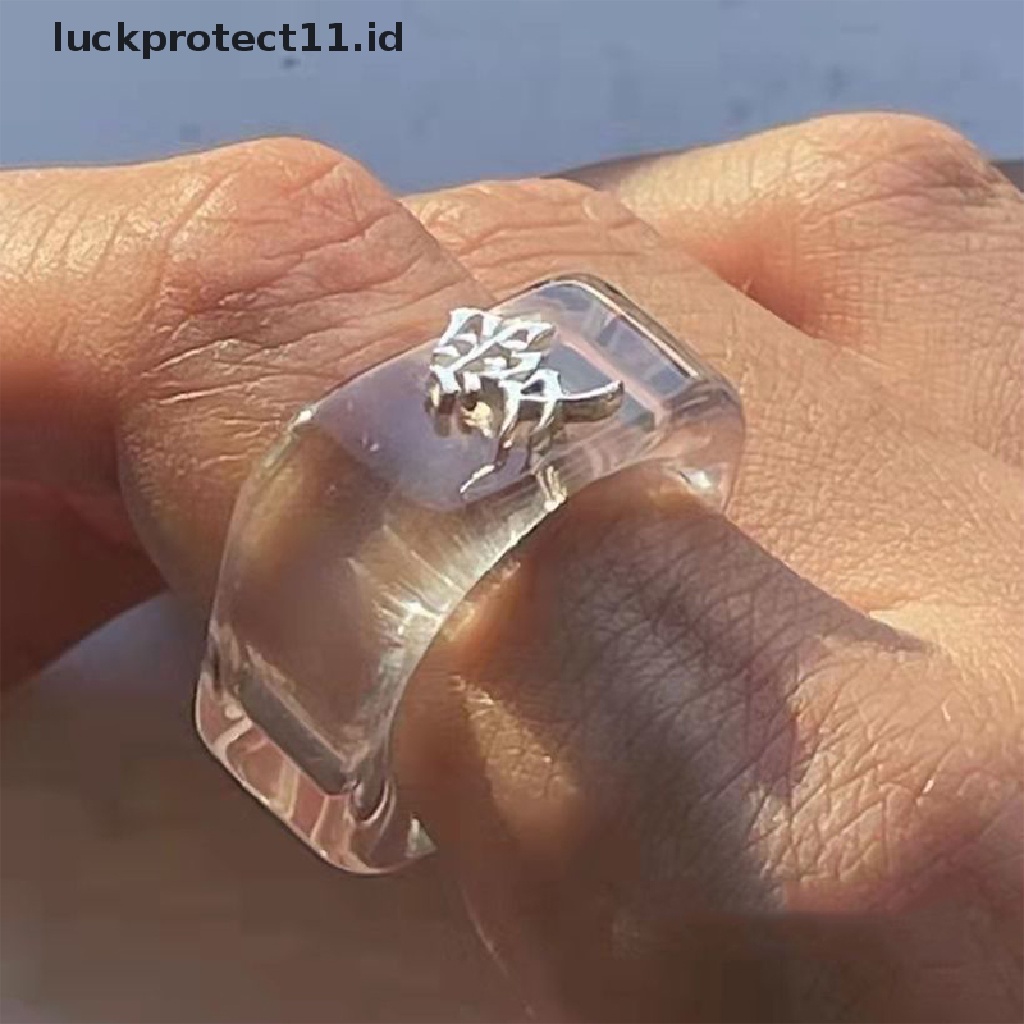 /Fashion Hot// Fashion Hot// Korea Love Resin Transparan Cincin Wanita Vintage Hadiah Persahabatan Pesta Punk Ring.