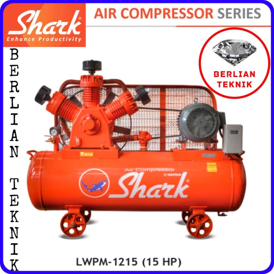 Kompresor Angin Shark 15 HP LWPM 1215 Air Compressor Auto + Dinamo
