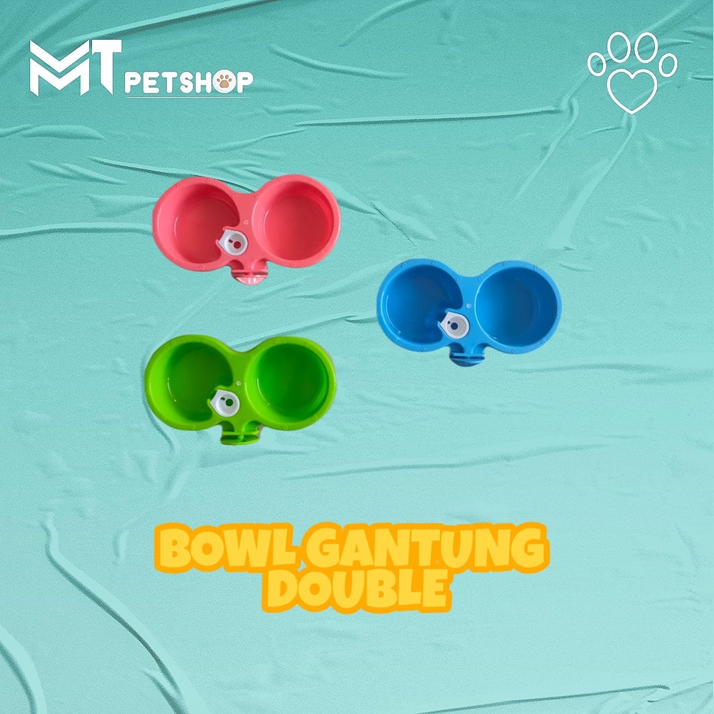 BOWL DOUBLE GANTUNG TEMPAT MAKANAN KUCING/ANJING