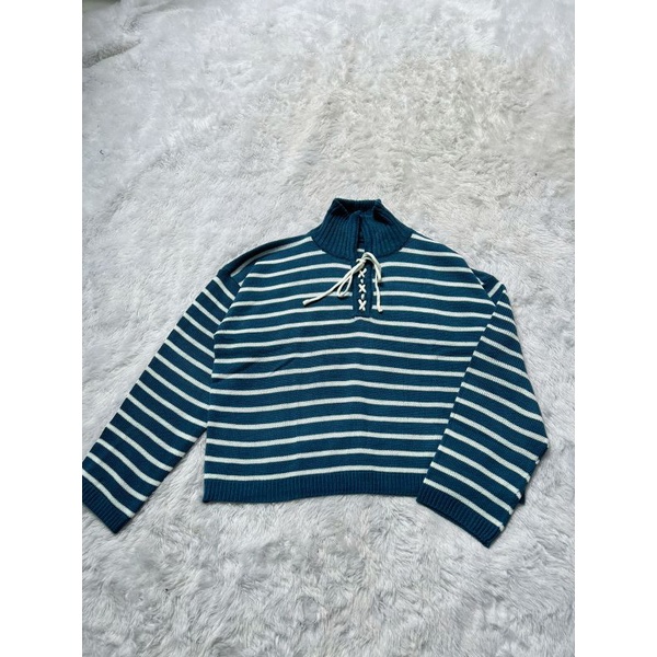 KALISTA TURTLENECK CROP TOP WANITA STRIP