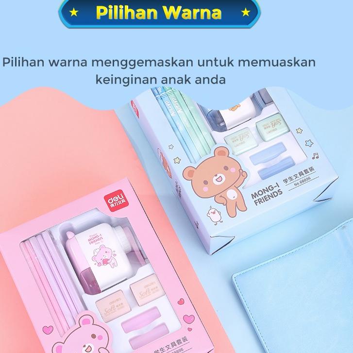 

(I-4&9♫♪) Deli Stationery set 4 in 1 rautan pensil 12pcs pensil 2 penghapus dan 2 penutup pena 68896 murah
