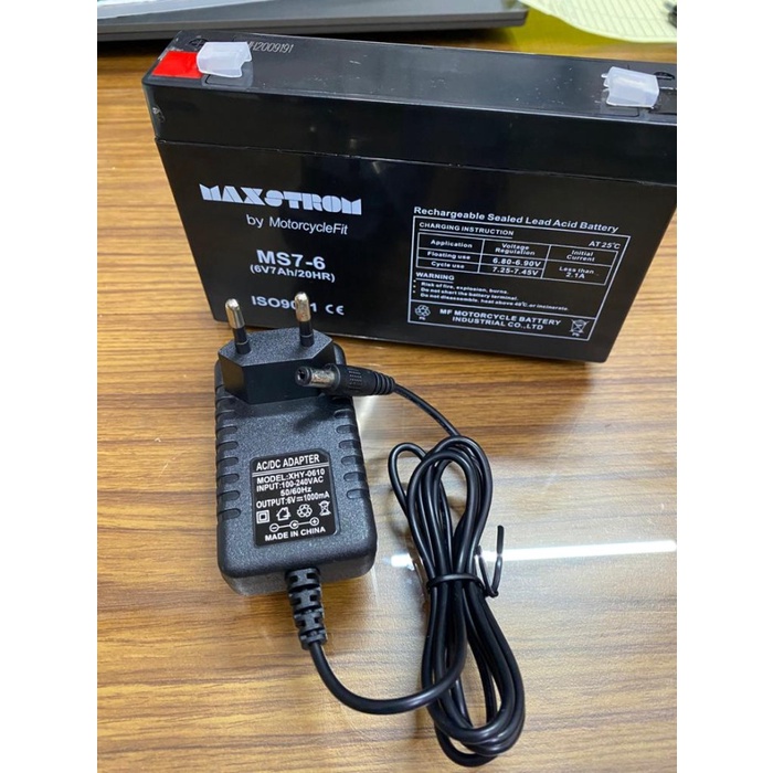 AKI KERING 6V 7AH + CHARGER MOBILAN MOTOR MAINAN ANAK