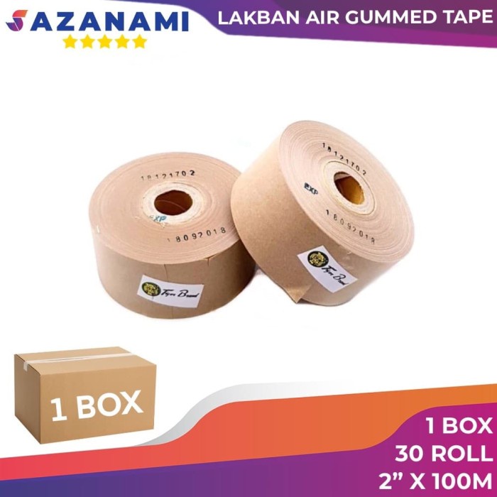 1 BOX GUMMED TAPE 2" x 100M Gummed paper craft Tape Tiger LAKBAN AIR