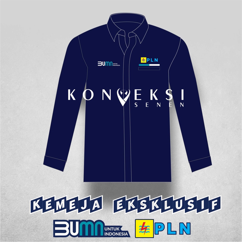 Seragam Dinas Kerja Kemeja PDH Baju PLN BUMN PLN Untuk Indonesia warna biru dongker navy