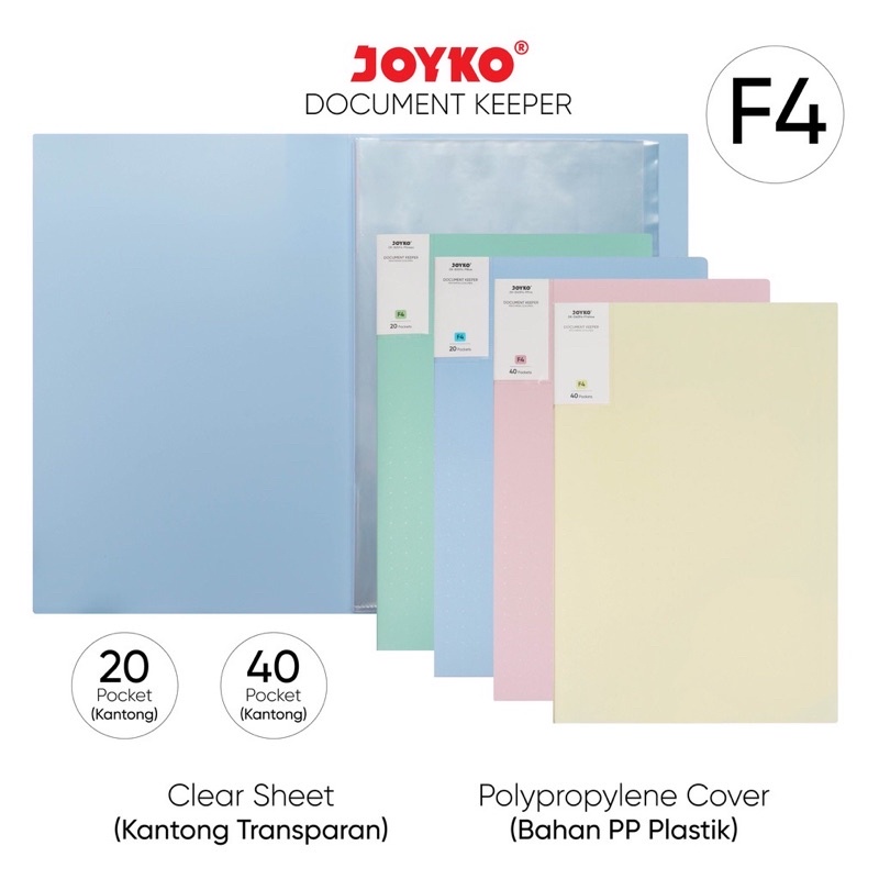

(ISI 20 & 40 lbr) F4 Document Keeper Clear Holder Map File Dokumen Folder F4 Joyko DK-20 DK-40