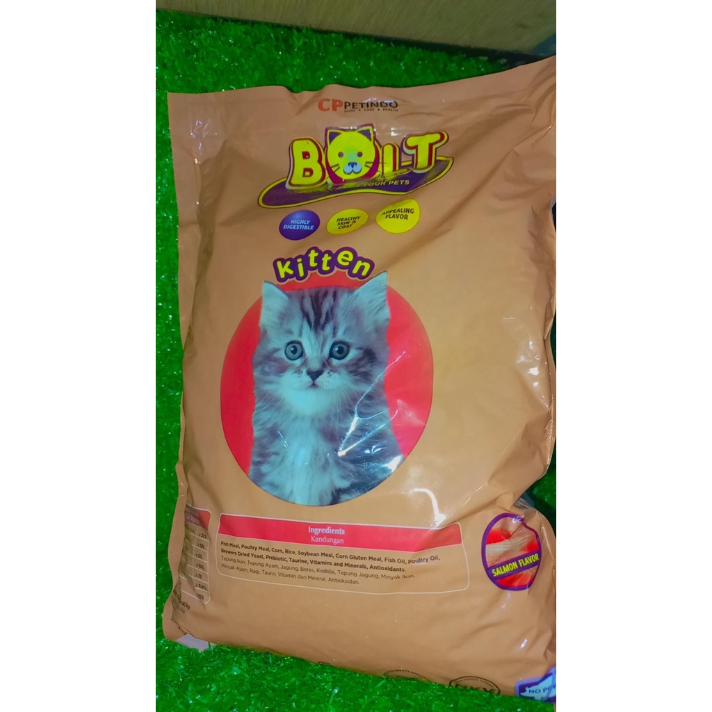 Makanan kucing kering cat dry food BOLT Salmon Flavor kitten 1kg