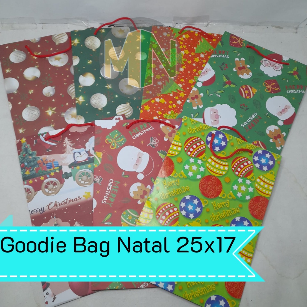 

Paper Bag Tali / Goodie Bag Natal Merry Christmas 25 x 17cm