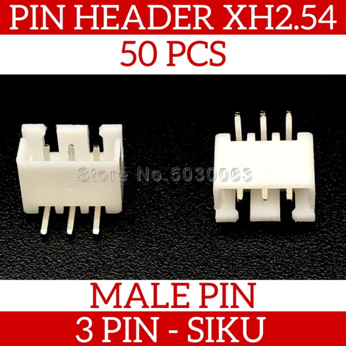 Isi 50 Pcs Konektor Pin Header Male XH2.54 3 Pin 3P Siku Right Angle