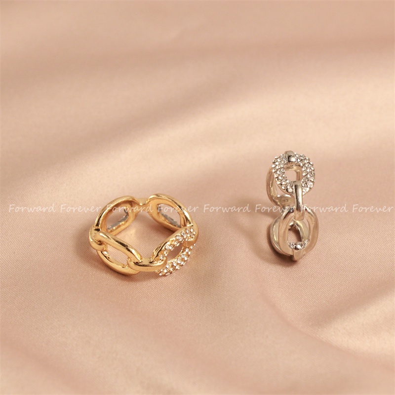 Cincin Bulat Multi Fungsional Sederhana Kristal Geometris alloy Syal Kancing Aksesoris Wanita M40331