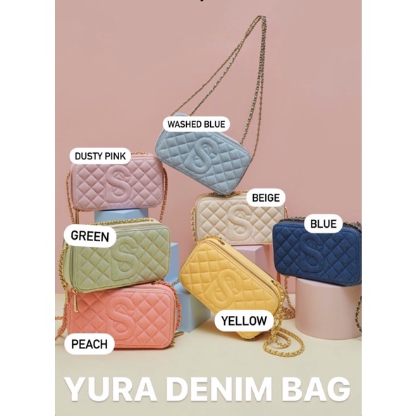 yura denim bag buttonscarves yura denim blue