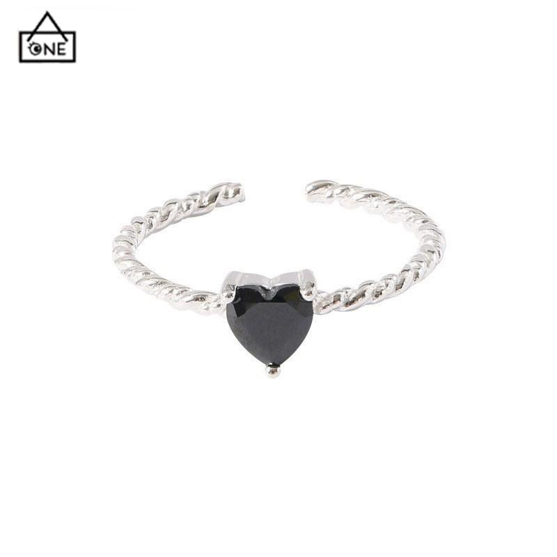 COD❤️Cincin Hitam Cinta Adjustable Korea Fahion Retro Cincin Jari Untuk Wanita-A.one