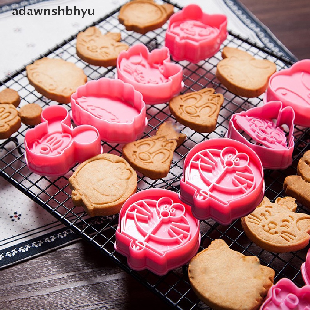 Adawnshbhyu 2pcs/set Jingle Cats Plastik Food Grade Dan Doraemon Cookies Cutter/Alat Perangko ID