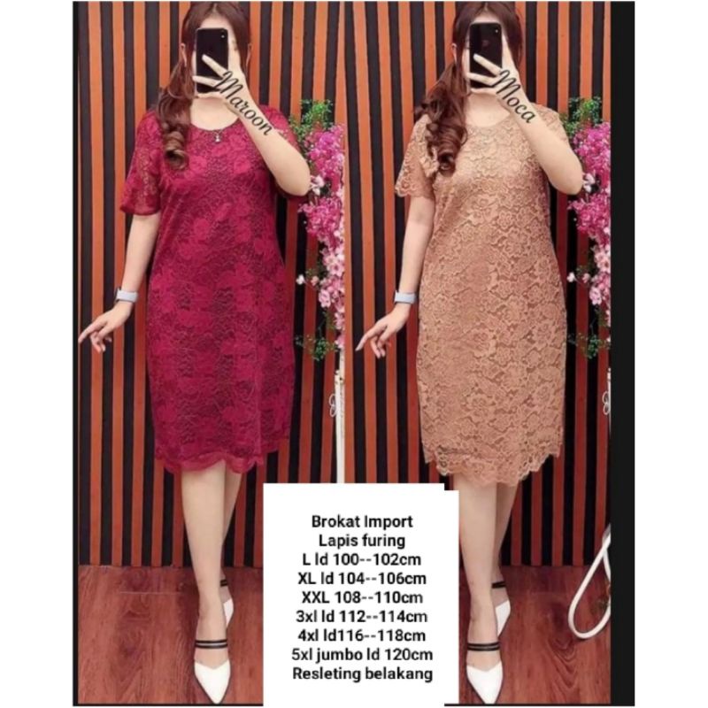 RESTOCK JUWITA DRESS BROKAT gliter eunike rose audrey bisa seragaman