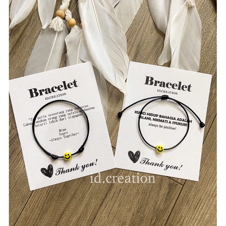 Gelang Manik Smile Tali Korea 1mm Hitam Beads Bracelet Murah