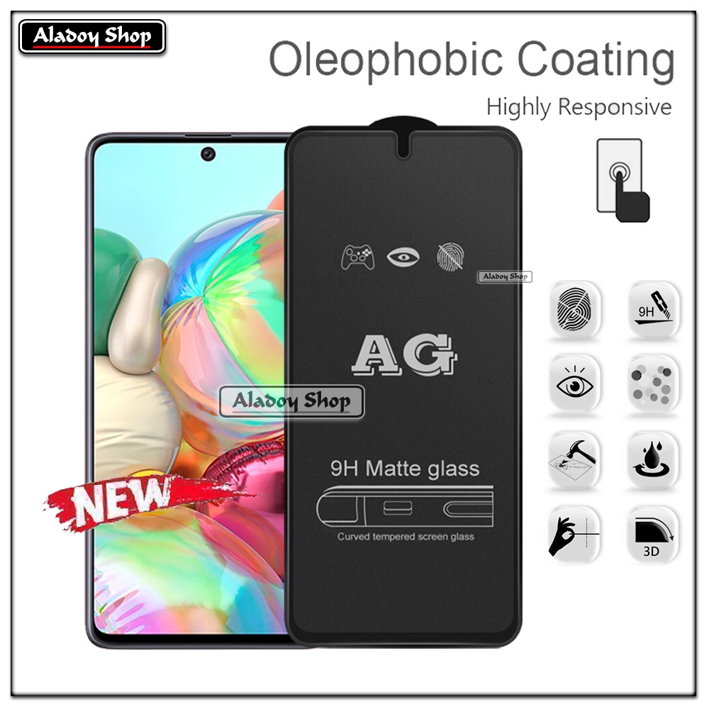 Paket 3IN1 Tempered Glass Layar Matte Anti Glare Samsung A71 Free Tempered Glass Camera dan Skin Carbon