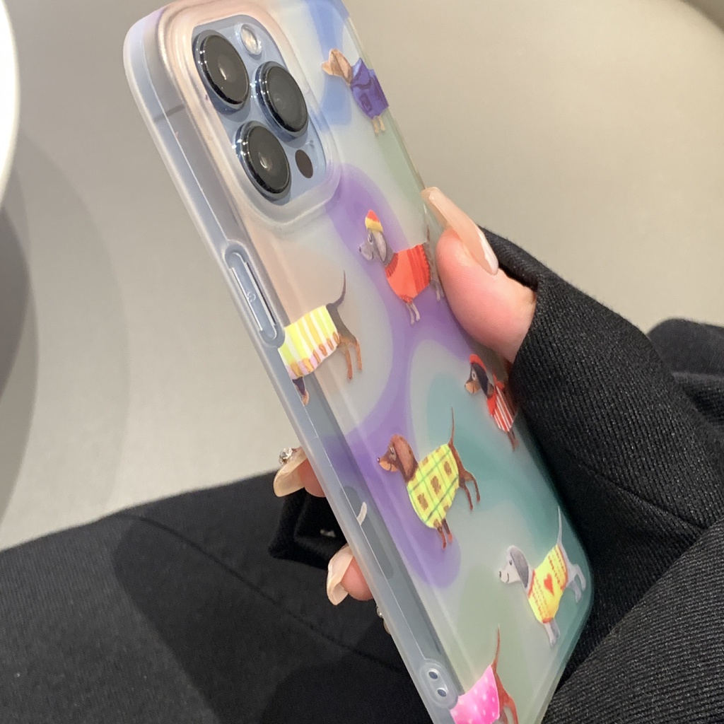 IPHONE Casing Ponsel Lembut Anjing Lucu Kompatibel Untuk Iphone13 12 11 14 Pro Max XS X XR Casing Transparan TPU Shockproof7 8 6 6S Plus Cover