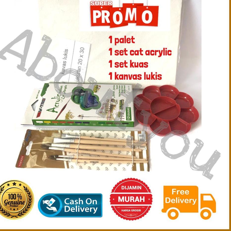 

Model baru - PAKET LUKIS KOMPLIT 4 in 1 KANVAS Besar Cat Akrilik Palet Kuas Set Melukis Lengkap ,,