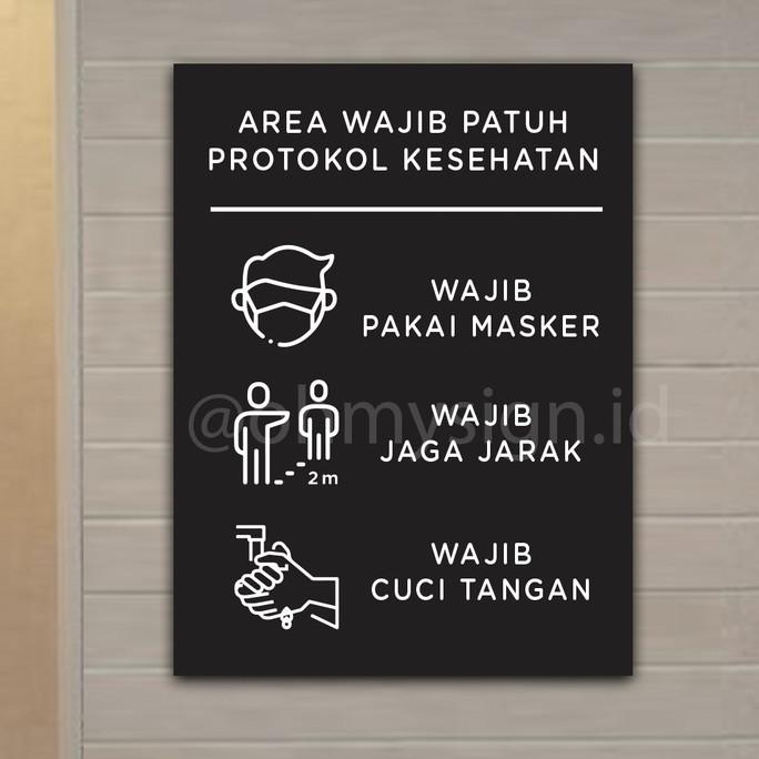 

[BISA COD] Signage Akrilik Protokol Kesehatan | Sign Acrylic | Papan Wajib Masker