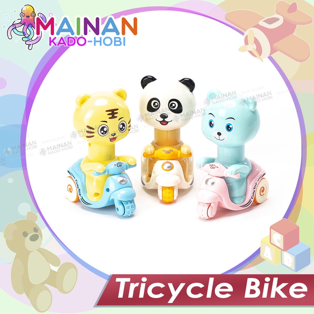 MAINAN ANAK KARAKTER ANIMAL PRESSURE CAR MOTOR VESPA RODA 3