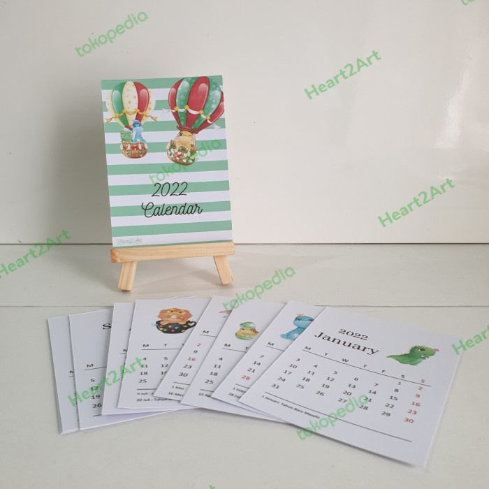 

✨NEW✨ - Kalender Meja 2022 Dinosaurus Gaya Korea isi 13 lembar - Kalender+Stand