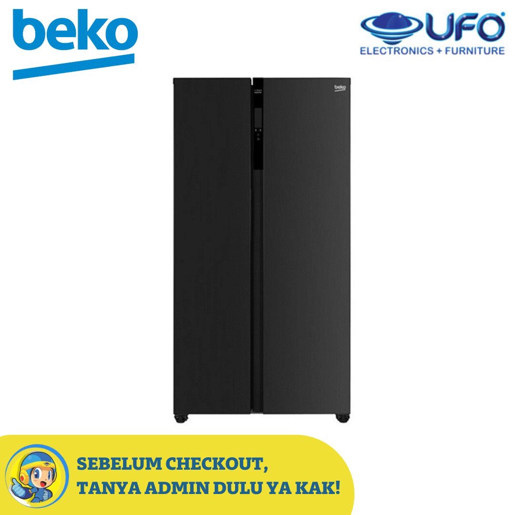 Beko GNO5232BSHF Kulkas lemari es 600L Inverter, Harvest Fresh - Black Stainless