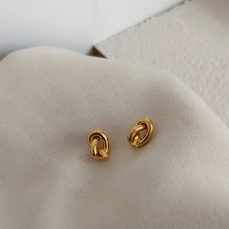 Anting stud simpul ikatan titanium anti karat harga grosir bisa cod