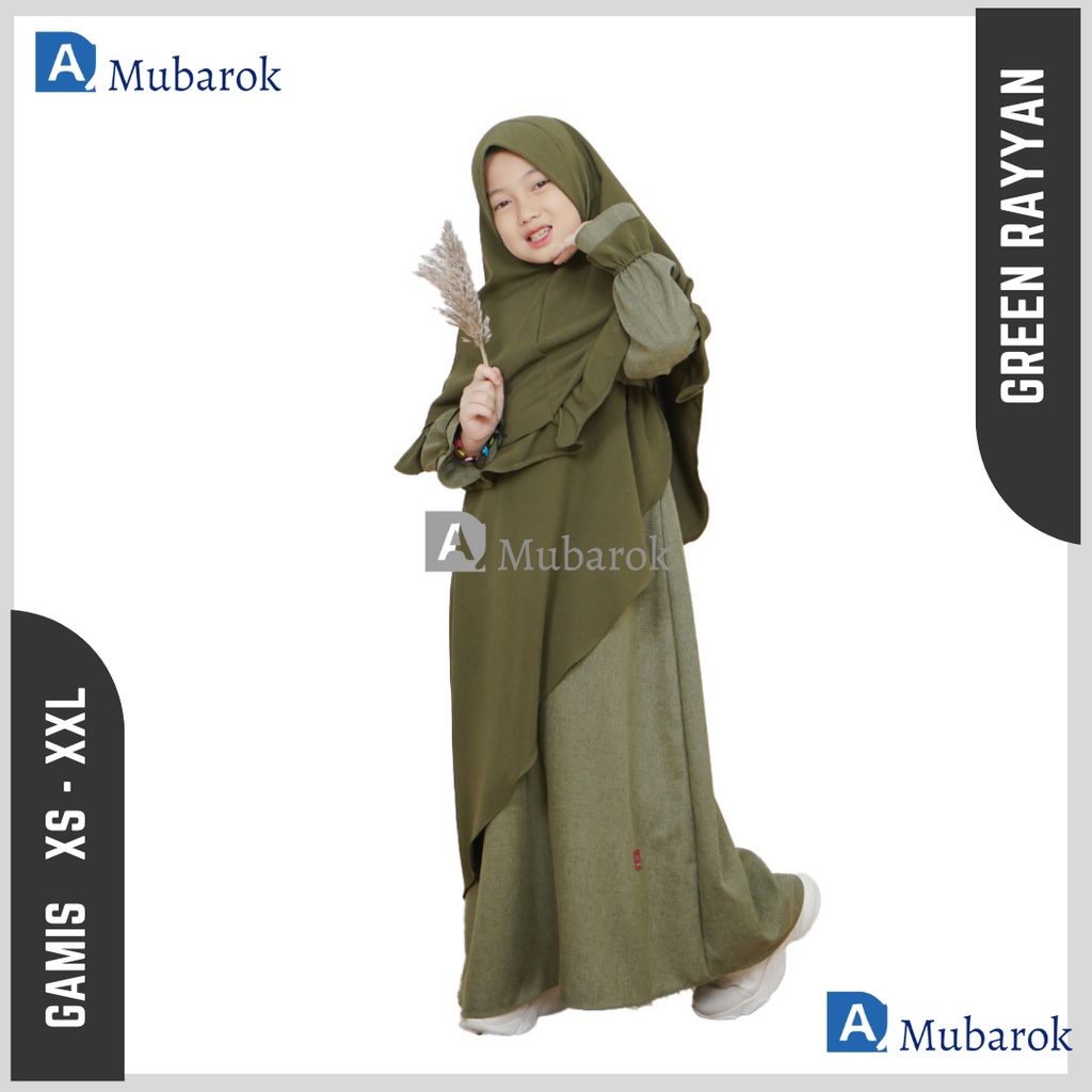 Rayyan Green Anak Perempuan Baju Muslim Couple Suami Istri Kapelan Keluarga Gamis Kondangan Pasangan