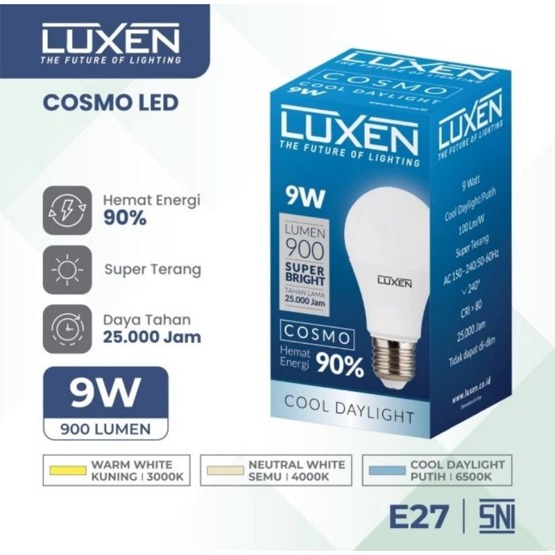 Lampu LED Bulb LUXEN COSMO 9W/9 watt E27 bergaransi