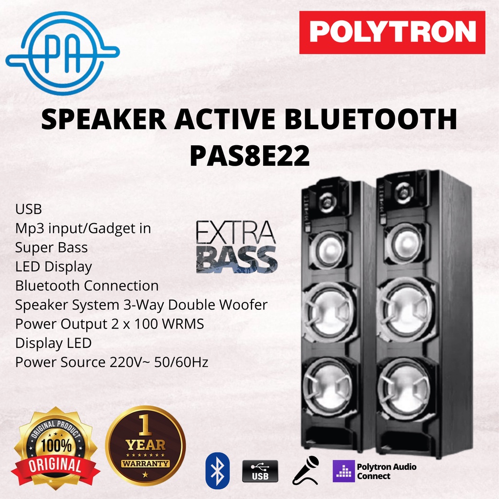 SPEAKER AKTIF POLYTRON AUDIO PAS 8E22 / PAS8E22 PAS 8EF22 BLUETOOTH USB SUPER BASS