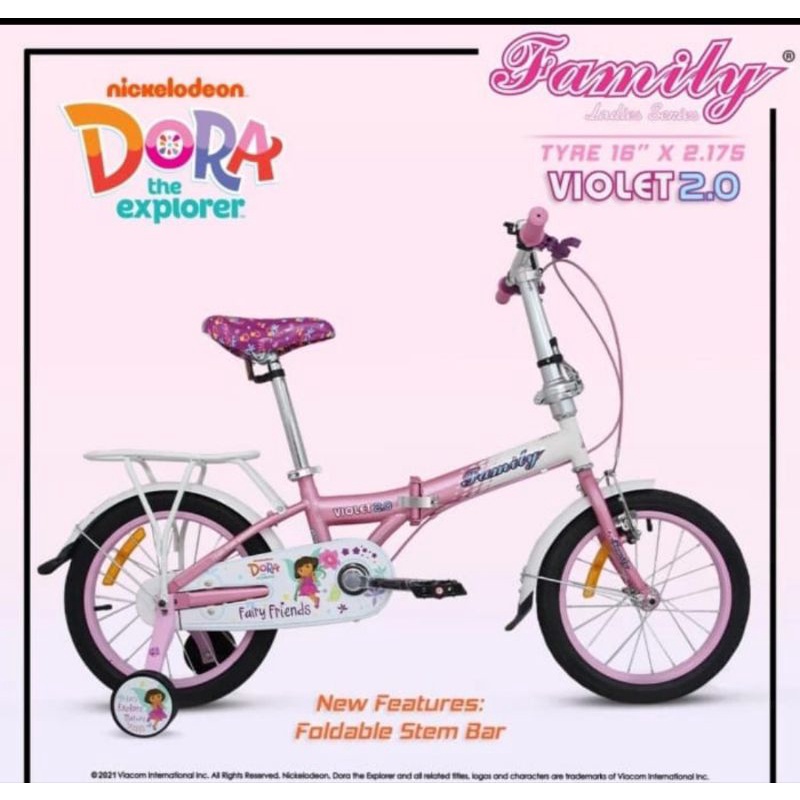 Sepeda Lipat Anak Perempuan Family Violet 2.0 DORA THE EXPLORER