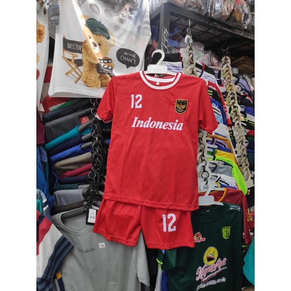 Setelan jersey bola timnas indonesia anak umur 1-12 tahun kids