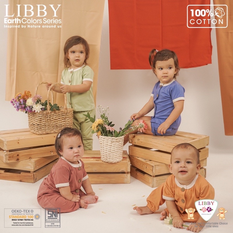 LIBBY ROPEN SET (Rocco Pendek) Stelan Pendek Anak Polos EARTH SERIES 0-2tahun