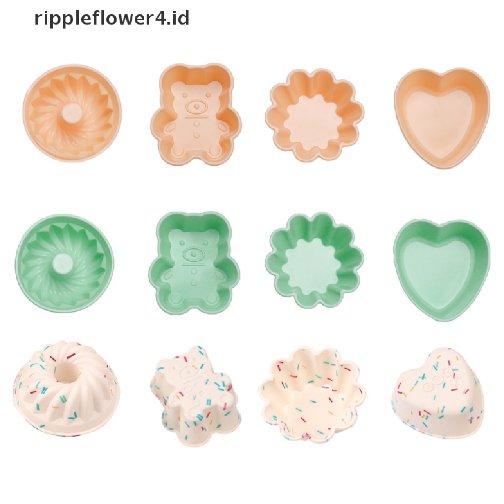 {rippleflower4.id} Cetakan Silikon Lucu Cetakan Kue Muffin Cupcake Dapur Baking Mold DIY Cake Tools~